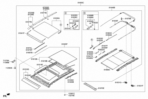 2014 Hyundai Santa Fe Sport Blind Assembly-Panorama Roof Front Roller Diagram for 81666-2W000-OM