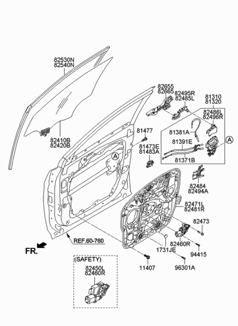 2015 Hyundai Santa Fe Sport Motor Assembly-Front Power Window,LH Diagram for 82450-2W000