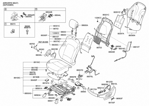2015 Hyundai Santa Fe Sport Headrest Assembly-Front Seat Diagram for 88700-4Z022-VAT