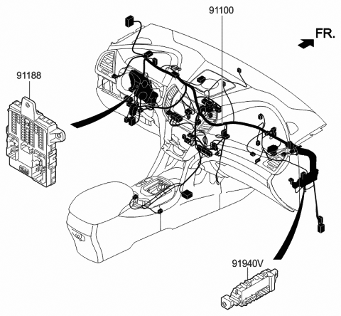 2013 Hyundai Santa Fe Sport Wiring Assembly-Main Diagram for 91101-4Z302