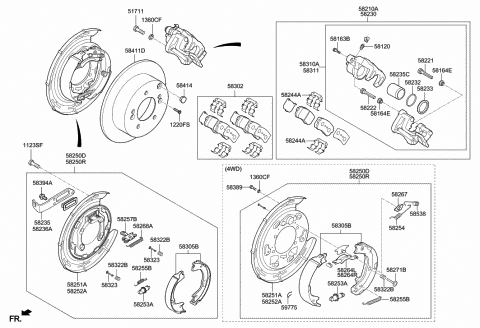 2009 Hyundai Tucson Caliper Kit-Rear Brake,LH Diagram for 58310-2SA00