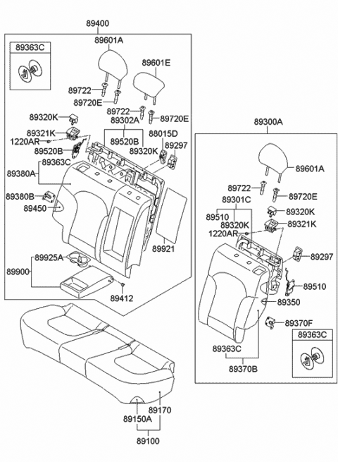 2013 Hyundai Tucson Lever-Rear Seat Latch Diagram for 89320-2S000-MCH