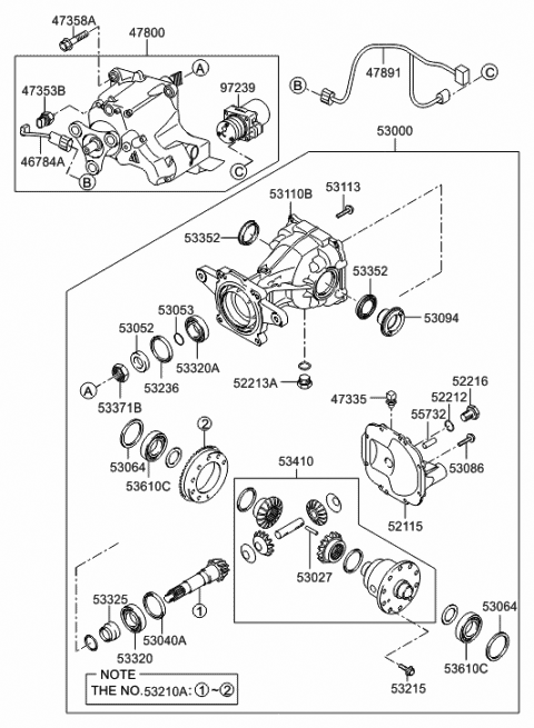 2013 Hyundai Tucson Carrier Assembly-Differential Diagram for 53000-3B600