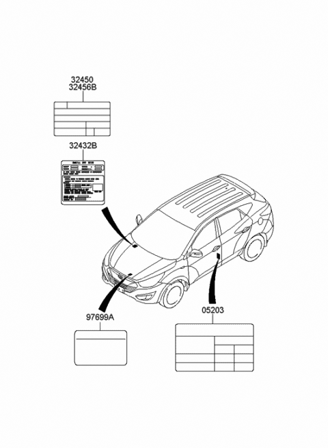 2012 Hyundai Tucson Label-Emission Control Diagram for 32456-2G123