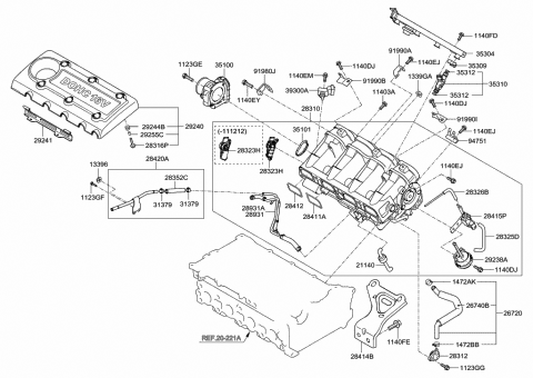 2009 Hyundai Tucson Manifold Assembly-Intake Diagram for 28310-2G090