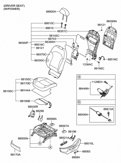 2012 Hyundai Tucson Front Passenge Side Seat Cushion Covering Diagram for 88160-2S050-TMH