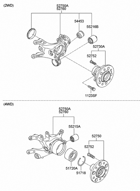2012 Hyundai Tucson Rear Wheel Hub And Bearing Assembly Diagram for 52730-3S200