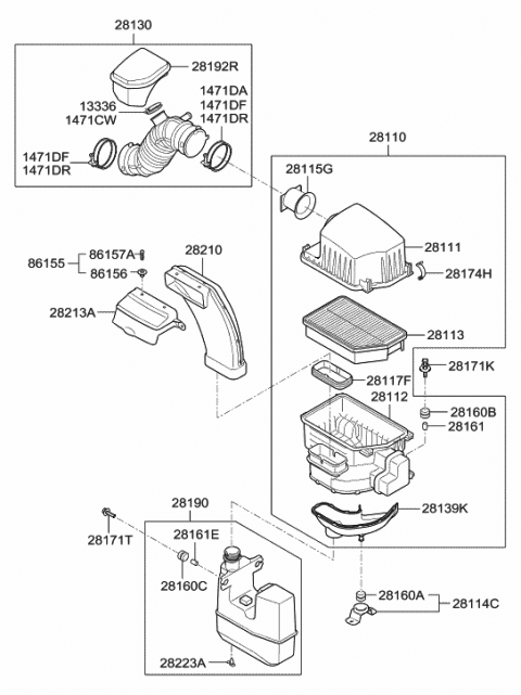 2011 Hyundai Tucson Hose Assembly-Air Intake Diagram for 28130-2S200