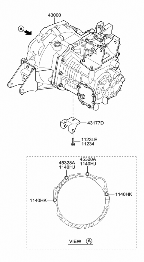 2010 Hyundai Tucson Transmission Assembly-Manual Diagram for 43000-39AA0