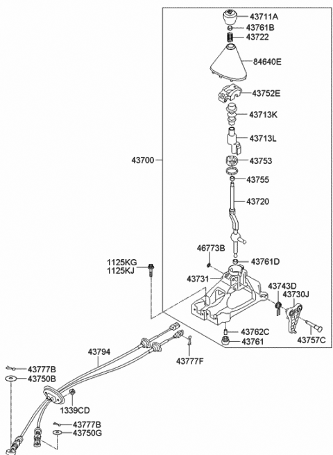 2009 Hyundai Tucson Bush-Gearshift Control Link Diagram for 43761-10000
