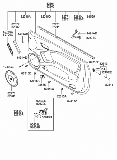 2007 Hyundai Tiburon Cover Assembly-Grip Handle Outer RH Diagram for 82382-2C000-LK