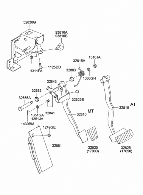 2006 Hyundai Tiburon Stopper-Pedal Diagram for 32825-38100
