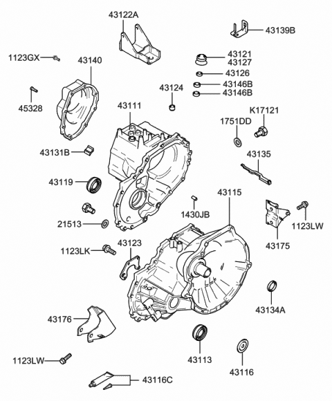 2008 Hyundai Tiburon Transaxle Case-Manual Diagram 2