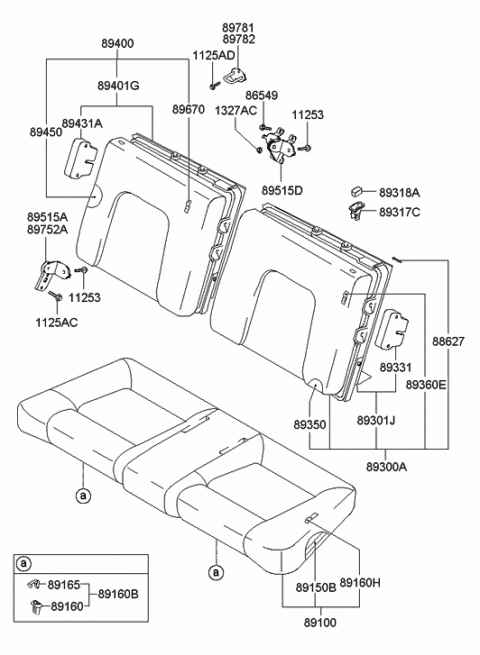 2008 Hyundai Tiburon Rear Right-Hand Seat Back Covering Assembly Diagram for 89460-2C131-GAC