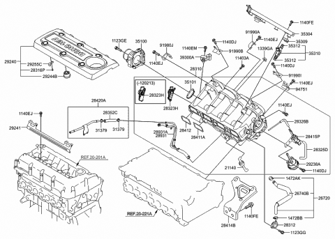 2012 Hyundai Santa Fe Hose & Check Valve Assembly-Vacuum Diagram for 28350-3C300