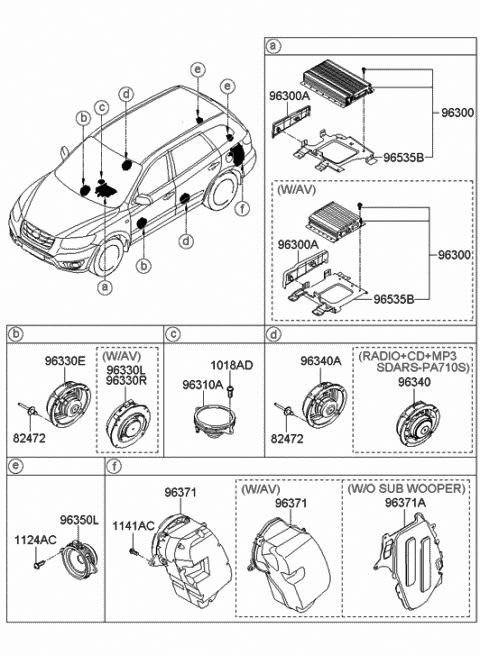 2011 Hyundai Santa Fe Door Speaker And Protector Assembly, Front, Right Diagram for 96300-2B110