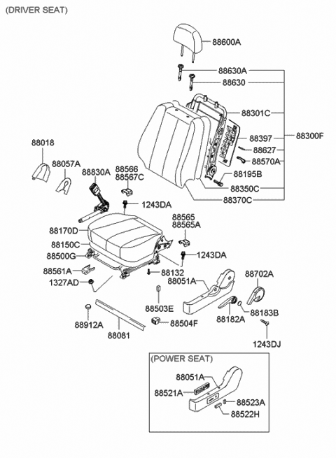 Hyundai Mobis Power Seat Switch - Front Left For Sonata 2006-2008 (885213K002)