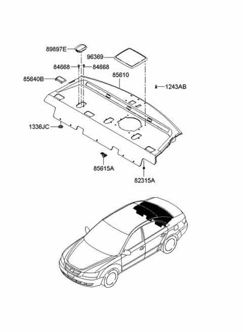 2005 Hyundai Sonata Trim Assembly-Package Tray Diagram for 85610-3K360-QD