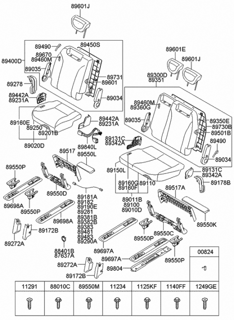 2006 Hyundai Entourage Bolt-ARMREST Front Seat Diagram for 0K993-88109