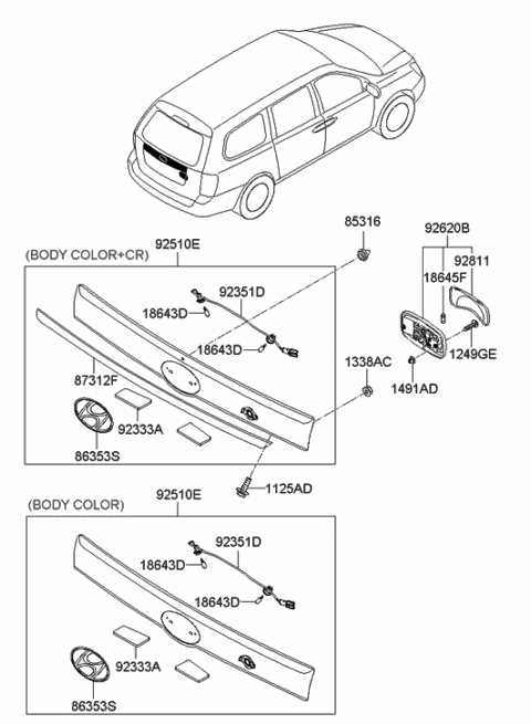 2007 Hyundai Entourage Lens-LH Diagram for 92511-4J000
