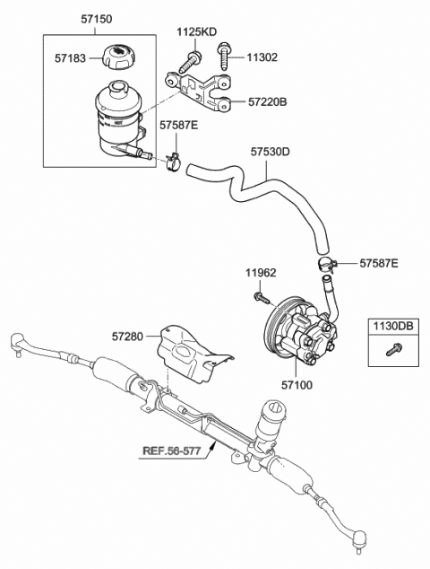 2007 Hyundai Entourage Pump Assembly-Power Steering Oil Diagram for 57110-4D200
