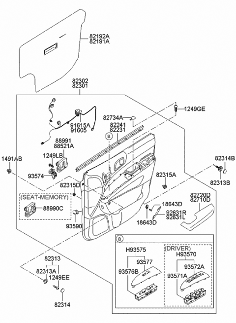 2006 Hyundai Entourage Switch Assembly-Memory Power Seat Diagram for 88990-4D102