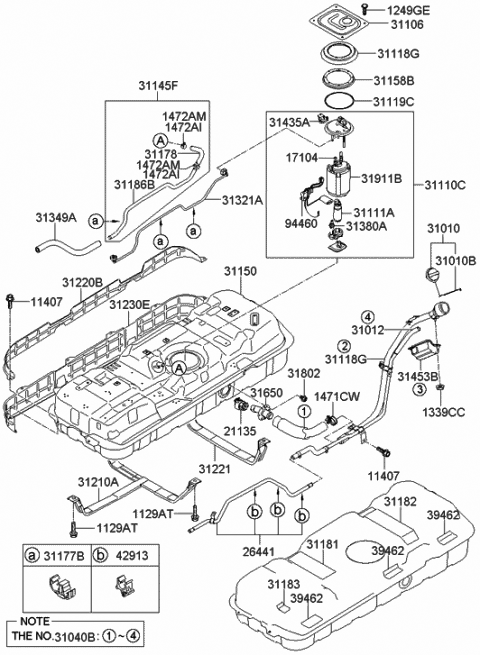 2007 Hyundai Entourage Band Assembly-Fuel Tank Diagram for 31210-4D100