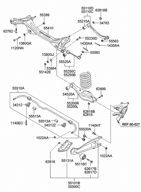 2007 Hyundai Entourage Arm Complete-Trailing,LH Diagram for 55100-4D000