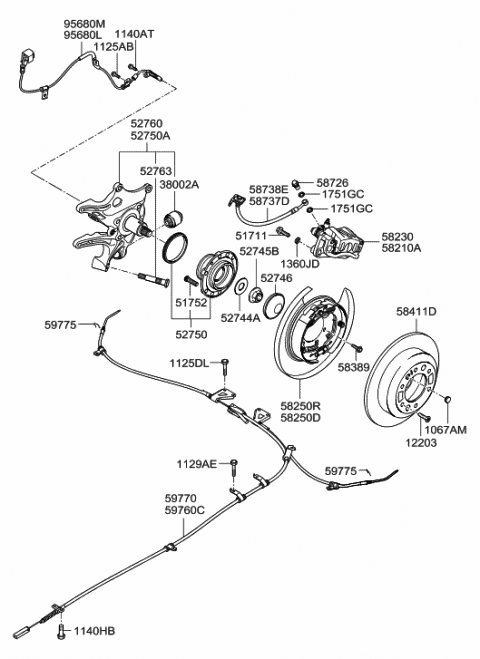 2007 Hyundai Entourage Brake Assembly-Rear Wheel,RH Diagram for 58230-4D600