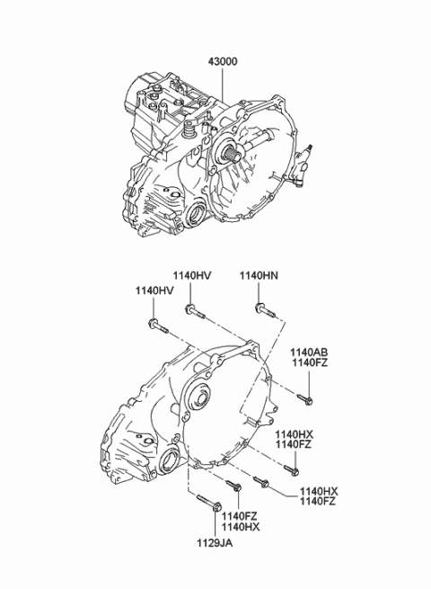 2003 Hyundai Accent Transmission Assembly-Manual Diagram for 43000-22776