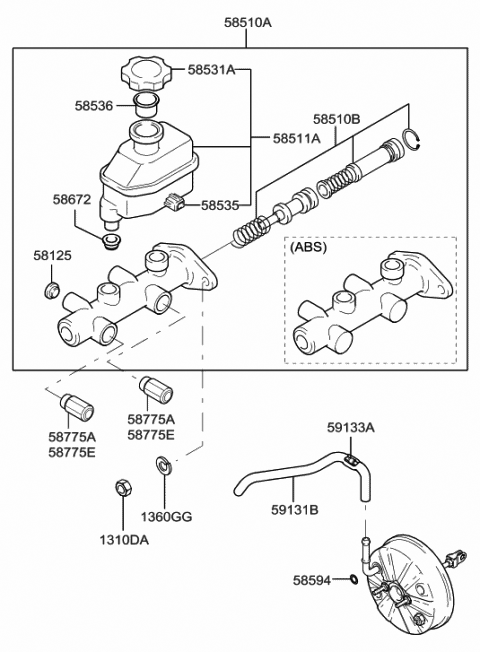 2006 Hyundai Accent Reservoir-Master Cylinder Diagram for 58511-25000