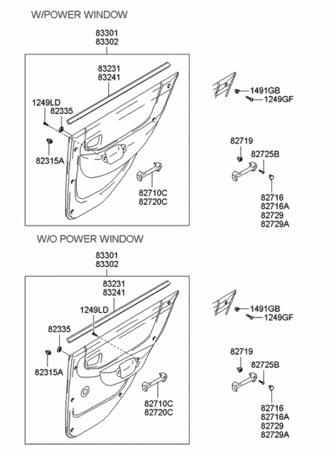 1999 Hyundai Accent Panel Complete-Rear Door Trim,LH Diagram for 83301-25030-MN