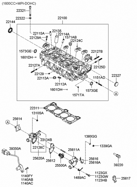 1999 Hyundai Accent Nipple-Heater Diagram for 22134-26110