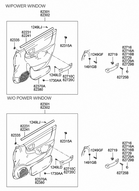 2005 Hyundai Accent Cap-Door Grip Handle,RH Diagram for 82729-25000-LT