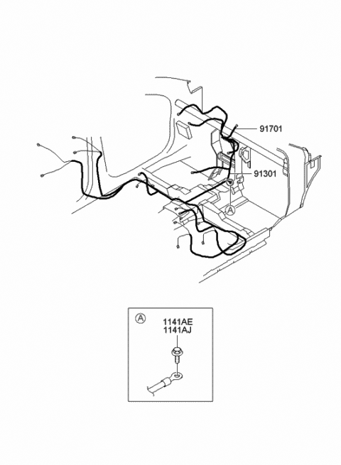 2000 Hyundai Accent Wiring Assembly-Air Bag Diagram for 91705-25230