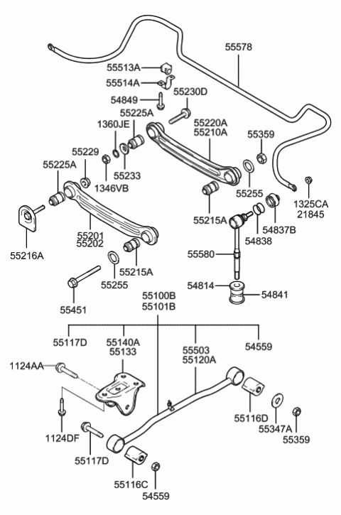 Left Genuine Hyundai 55210-3Q255-FAS Lower Suspension Control Arm Rear Left Genuine Hyundai 55210-3Q255-FAS Lower Suspension Control Arm Rear