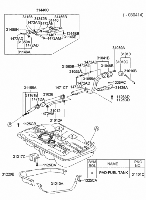 2002 Hyundai Accent Hose Assembly-Ventilator Diagram for 31037-25700