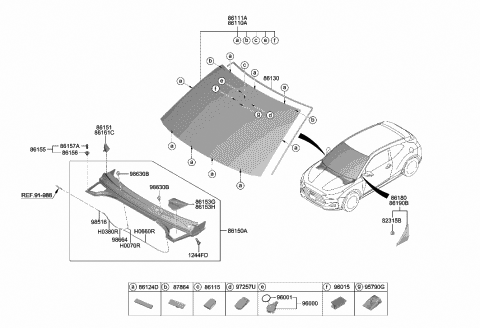 2020 Hyundai Veloster Cover Assembly-Cowl Top Diagram for 86150-J3000