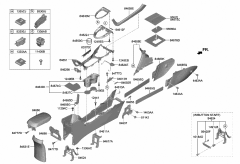 2019 Hyundai Veloster Bracket-Floor Console Front Mounting Diagram for 84637-J3000