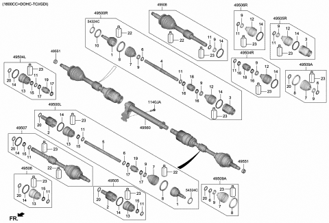 2019 Hyundai Veloster Joint & Shaft Kit-Front Axle W Diagram for 49526-F2700