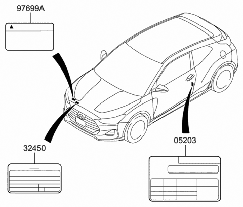 2019 Hyundai Veloster Label-Emission Diagram for 32402-2EJA0