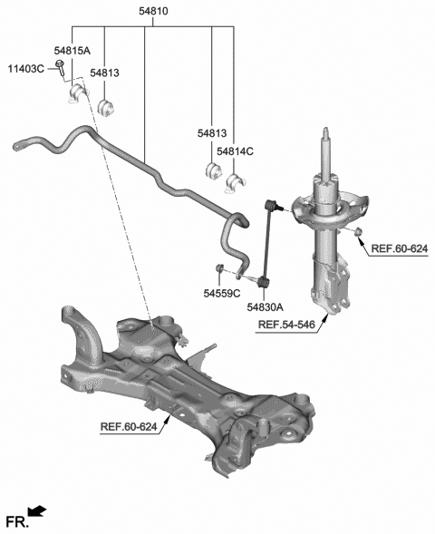 2019 Hyundai Veloster Bar Assembly-Front Stabilizer Diagram for 54810-G2000