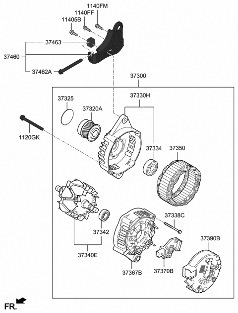 2020 Hyundai Veloster Regulator Assembly-Generator Diagram for 37370-04900
