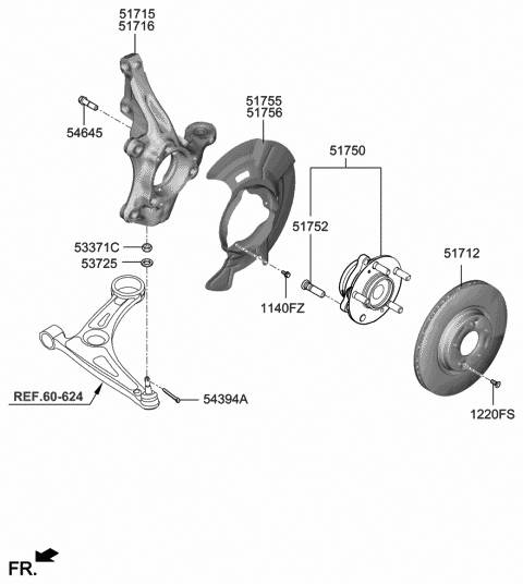51750-F0000 Genuine Hyundai Front Wheel Hub Assembly