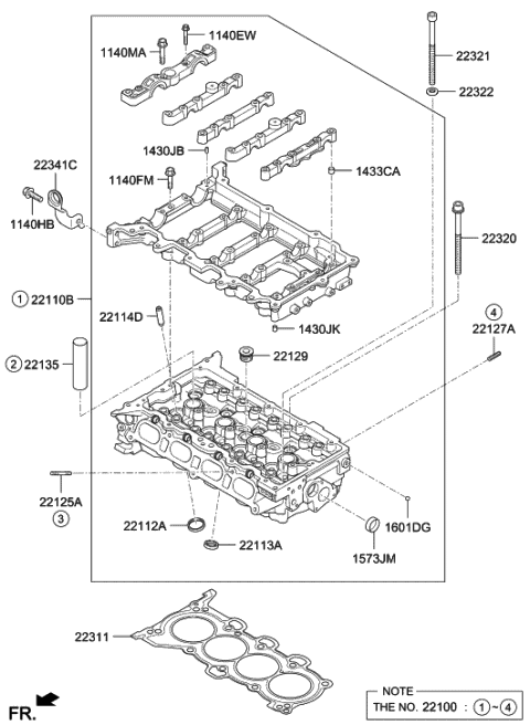 2020 Hyundai Veloster Head Assembly-Cylinder Diagram for 22100-2E080