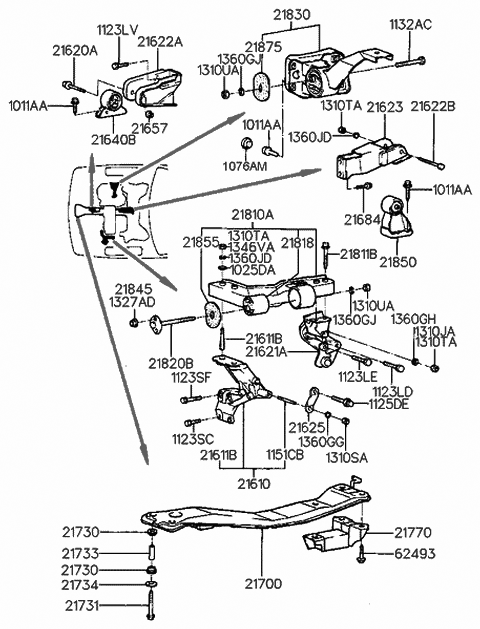 1990 Hyundai Sonata Nut Diagram for 13104-12001