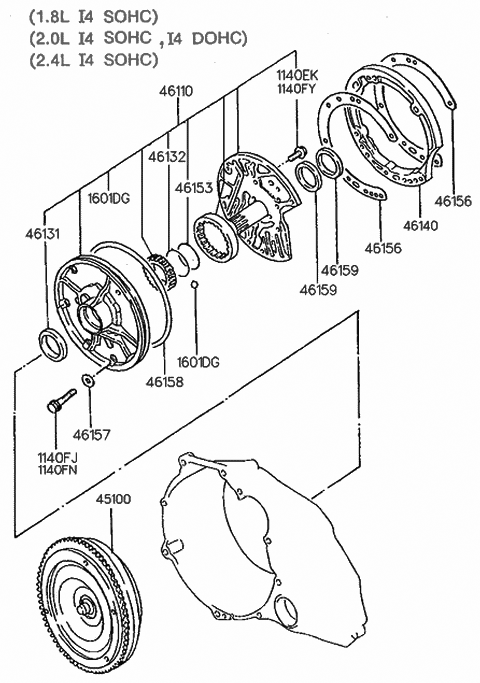 1988 Hyundai Sonata Support Assembly-Reaction Shaft Diagram for 46140-34010