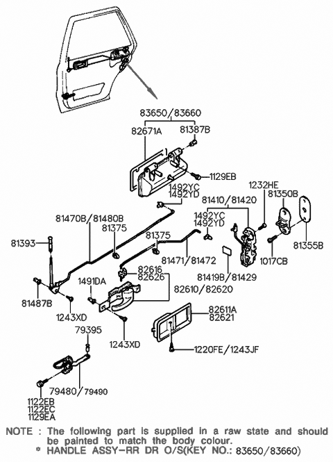 Rear Right Genuine Hyundai 81480-33101 Door Rod and Bell Crank Assembly Rear Right Genuine Hyundai 81480-33101 Door Rod and Bell Crank Assembly