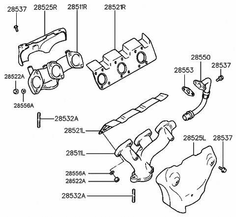 1991 Hyundai Sonata Gasket-EGR Pipe Diagram for 28553-35000