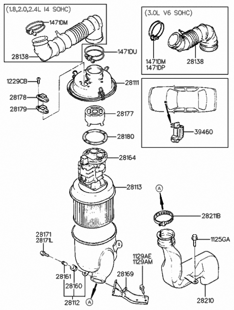 1992 Hyundai Sonata Air Cleaner(SOHC) Diagram 2